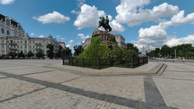 Bohdan Khmelnytsky Monument on Sophia square in Kiev, Ukraine.