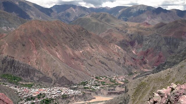 goats in a viewpoints looking iruya a small town in Argentina