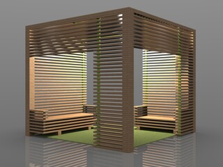 3d image of Large wooden canopy with sofas 00017.jpg