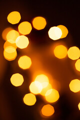 Warm fairy lights (festive holiday lights). Out of focus (bokeh/defocused) lights