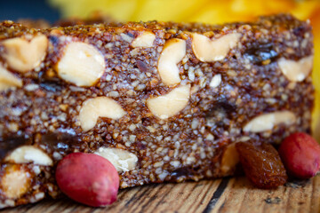 Halva and nuts in yellow colors made at home