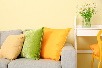Interior of modern living room with comfortable sofa