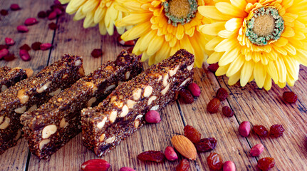 Halva and nuts in yellow colors made at home