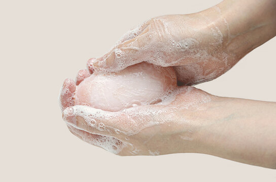 Woman use soap and washing hands