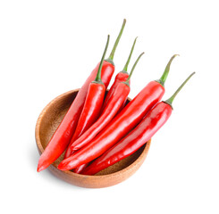 Hot chili pepper in bowl on white background
