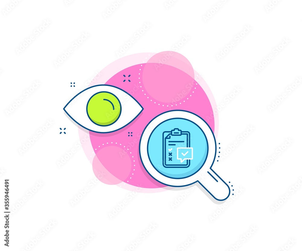 Poster survey report sign. research complex icon. checklist line icon. business review symbol. analytics or