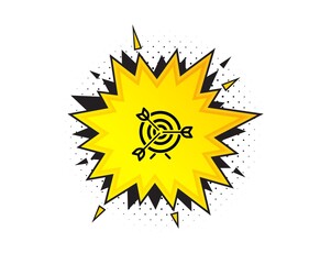 Target icon. Quote speech bubble. Marketing targeting strategy symbol. Aim with arrows sign. Quotation marks. Classic target icon. Vector