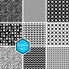 Set. Seamless geometric abstract patterns. Can be used in textiles, for book design, website background.