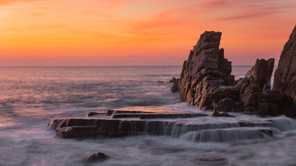 Sunset on the beach, Basque Country. 