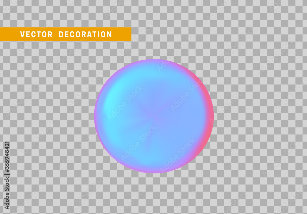 Poster sphere is three-dimensional geometric shape isolated with colorful hologram chameleon color gradient