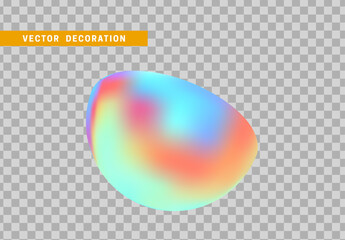 Semi sphere isolated with colorful hologram chameleon color gradient. 3d objects geometric shape. vector illustration
