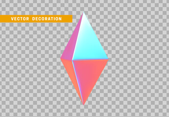 Octahedron volumetric polyhedron isolated with colorful hologram chameleon color gradient. Abstract 3d objects geometric shape. vector illustration