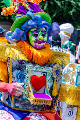 Carnaval com pessoas mascaradas que são chamadas de "Papagangus" na cidade de Bezerros, Pernambucano, Brasil, Fevereiro de 2020