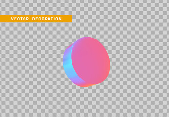 Cylinder 3d objects geometric shape. Round timber isolated with colorful hologram chameleon color gradient. vector illustration