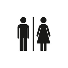 WC icon. Male and female symbols. Flat design. Vector illustration. Isolated.	