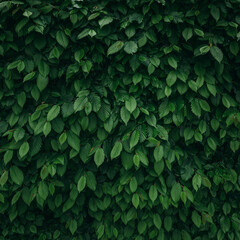 Square background of natural green leaves