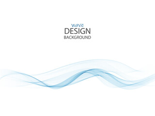 Vector background with dynamic wave lines. Blue transparent wave on a white background.