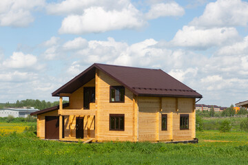 Construction of houses made of wood. Wooden houses made of timber.