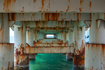 View of sea under the old pier