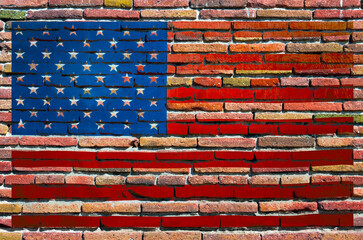 United States of America Flag of the USA wall brick old