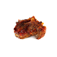 One piece of roasted meat pork shoulder isolated on white background