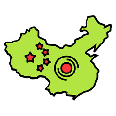 First identified area Wuhan, Hubei, China Map on white background, covid-19 affected spread source vector color icon design, coronavirus disease 2019-nCoV outbreak location concept,  
