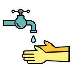 hand washing faucet design, Personal hygiene on white background, coronavirus Hand-washing concept, Prevention of Coronavirus Disease 2019 (COVID-19) vector color icon, 