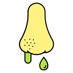 Runny Nose Covid-19 Symptoms Concept, Human Smell Sense Organ on white background, Coronavirus Infection symbols vector Color icon design, loss of smell  