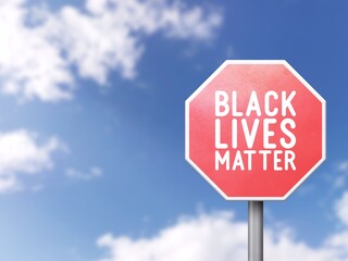 Black lives matter - Road sign on blue sky background