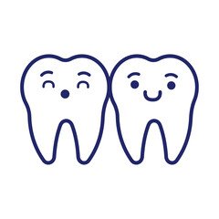 teeth human kawaii line style