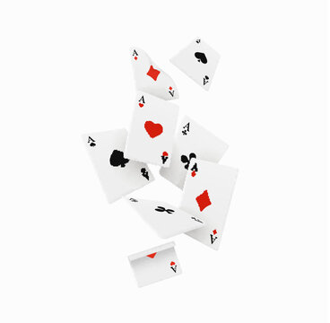 Falling Playing Cards Set of four aces. Vector illustration