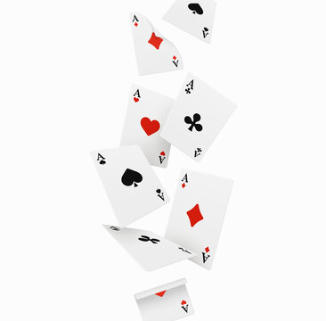 Falling Playing Cards Set of four aces. Vector illustration