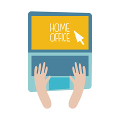 Obraz na płótnie Canvas laptop online with home office flat style