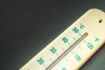Garden thermometer closeup with copy space