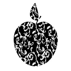 Vintage ornamental apple. Decorative icon on a background with pattern.
