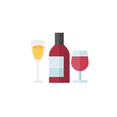 Wine bottle and wine glass logo, icon, symbol. Suitable for liquor shops, bars, restaurants, hotels, liquor website and party's 