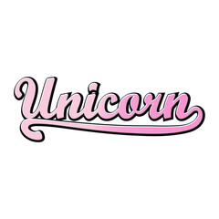 Pink gradient Unicorn text on white background