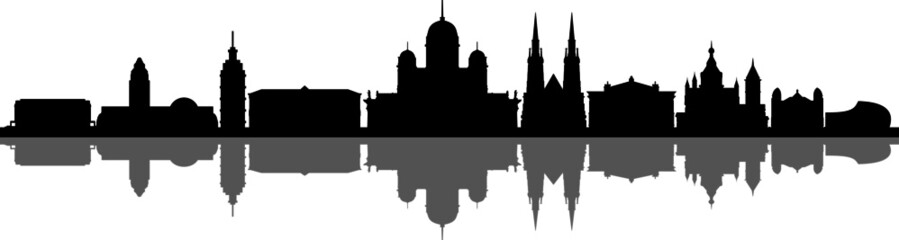 Obraz premium HELSINKI City FINLAND Skyline Silhouette Cityscape Vector