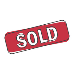 Vector icon sold red stamp. Sold vector illustration cartoon style on white isolated background.