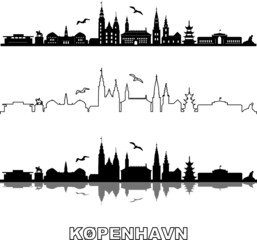 COPENHAGEN City DENMARK Skyline Silhouette Cityscape Vector