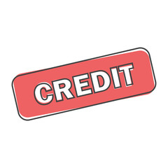 Fototapeta premium Vector stamp credit icon cartoon style on white isolated background.