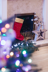 christmas decoration and red sock