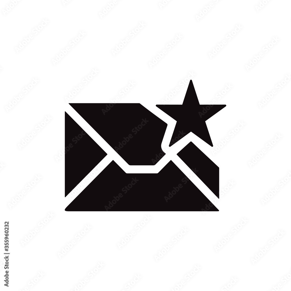Poster envelope with star sign. favorite message, email symbol. starred post icon for web and mobile ui des