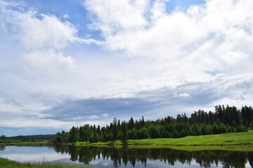 Fototapeta na wymiar summer landscape with lake