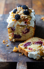 Apple, blackberry and hazelnut cake