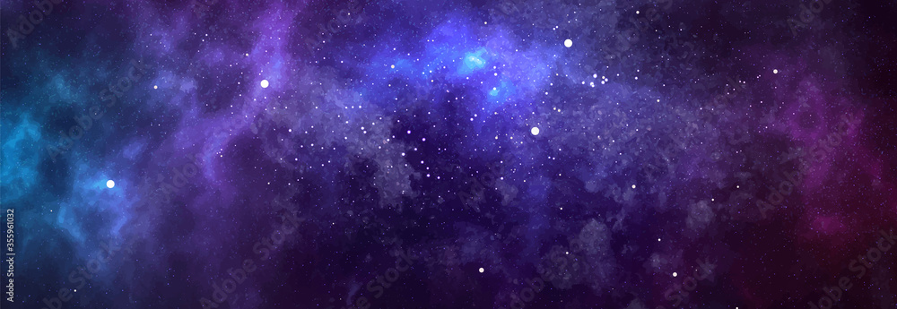 Wall mural vector cosmic watercolor illustration. colorful space background with stars