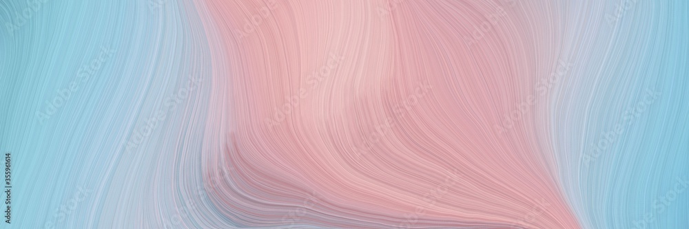 Poster soft creative waves graphic with smooth swirl waves background design with silver, pastel blue and baby pink color