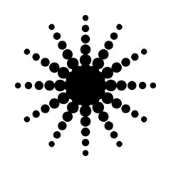 Circles with dots of different sizes. Abstract halftone background. Black circles. Vector illustration.