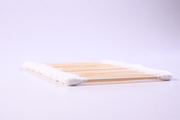 Cutton bud or cotton swab shot on a white background.