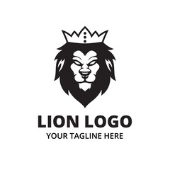Black and white lion head logo